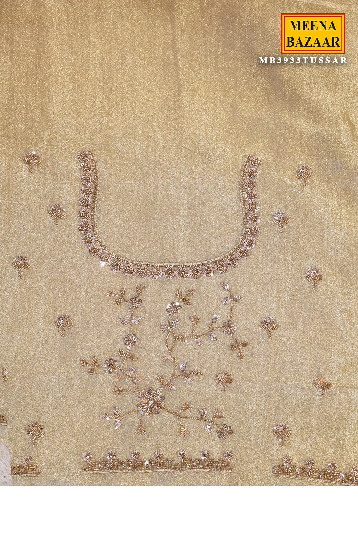 Tussar Tissue Sequined Jal Saree