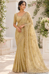Tussar Tissue Sequined Jal Saree