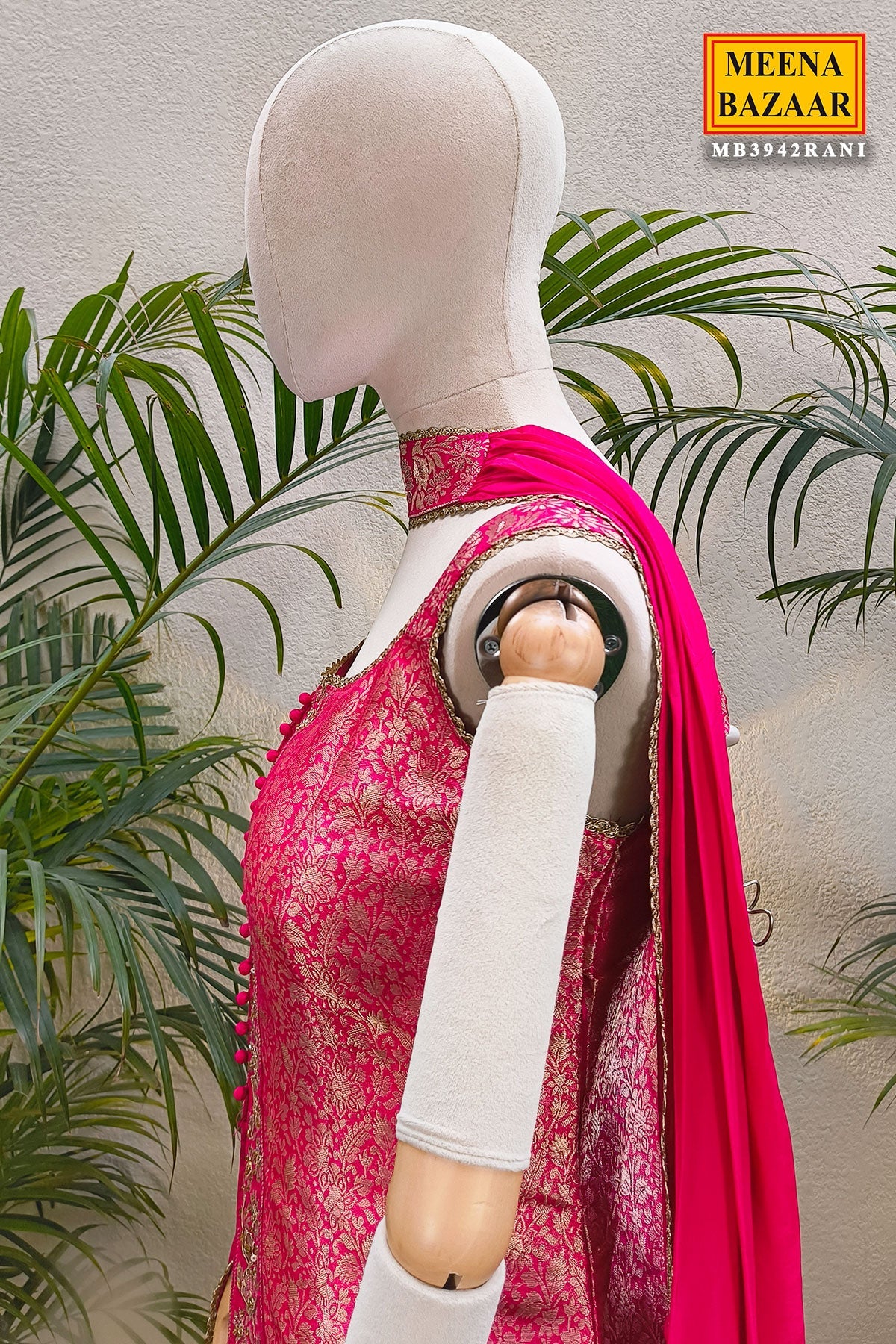 Rani Crepe Neck Embroidered ReadyMade Sharara Suit Set