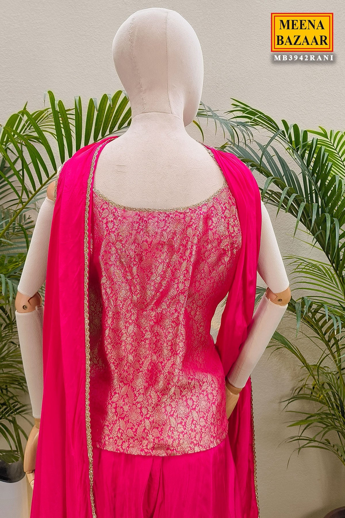 Rani Crepe Neck Embroidered ReadyMade Sharara Suit Set