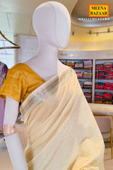 Mustard Cotton Saree with Intricate Mirror Work for Festive & Ethnic Wear