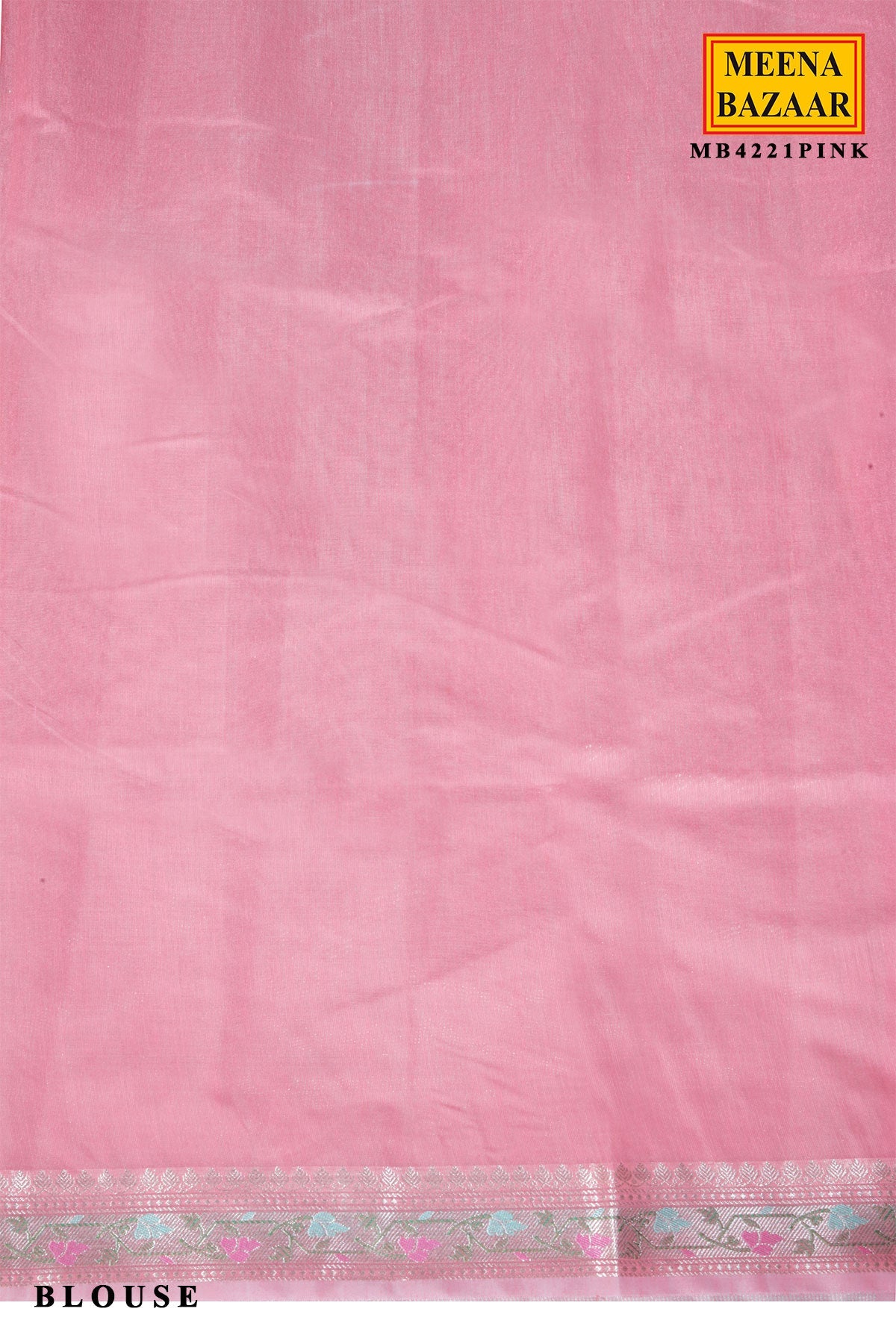 Pink Cotton Saree with Mirror Work