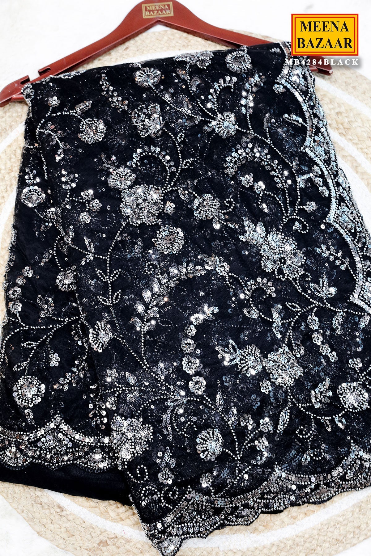 Black Shimmer Saree Elegant Party & Festive Wear