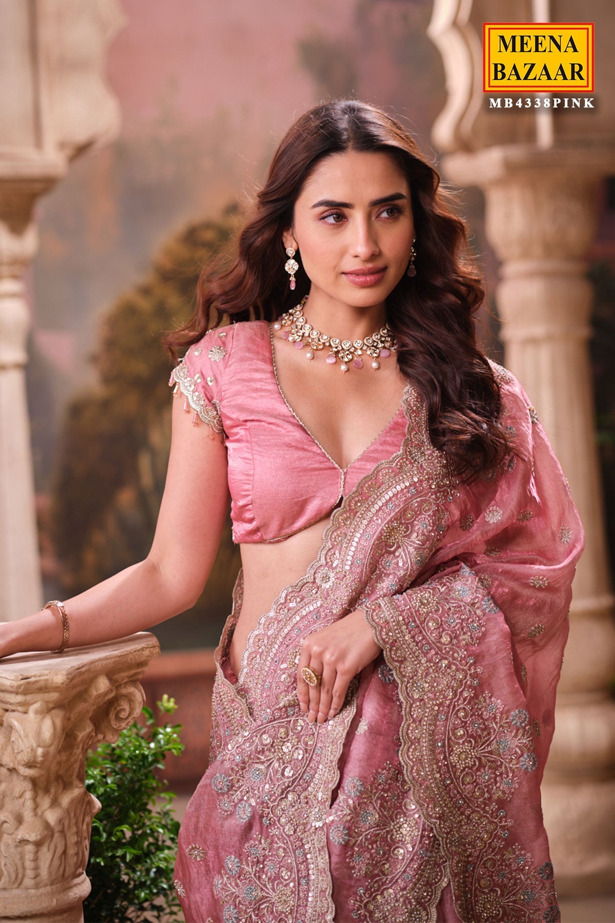 Pink Shimmer Saree Elegant Party & Festive Wear