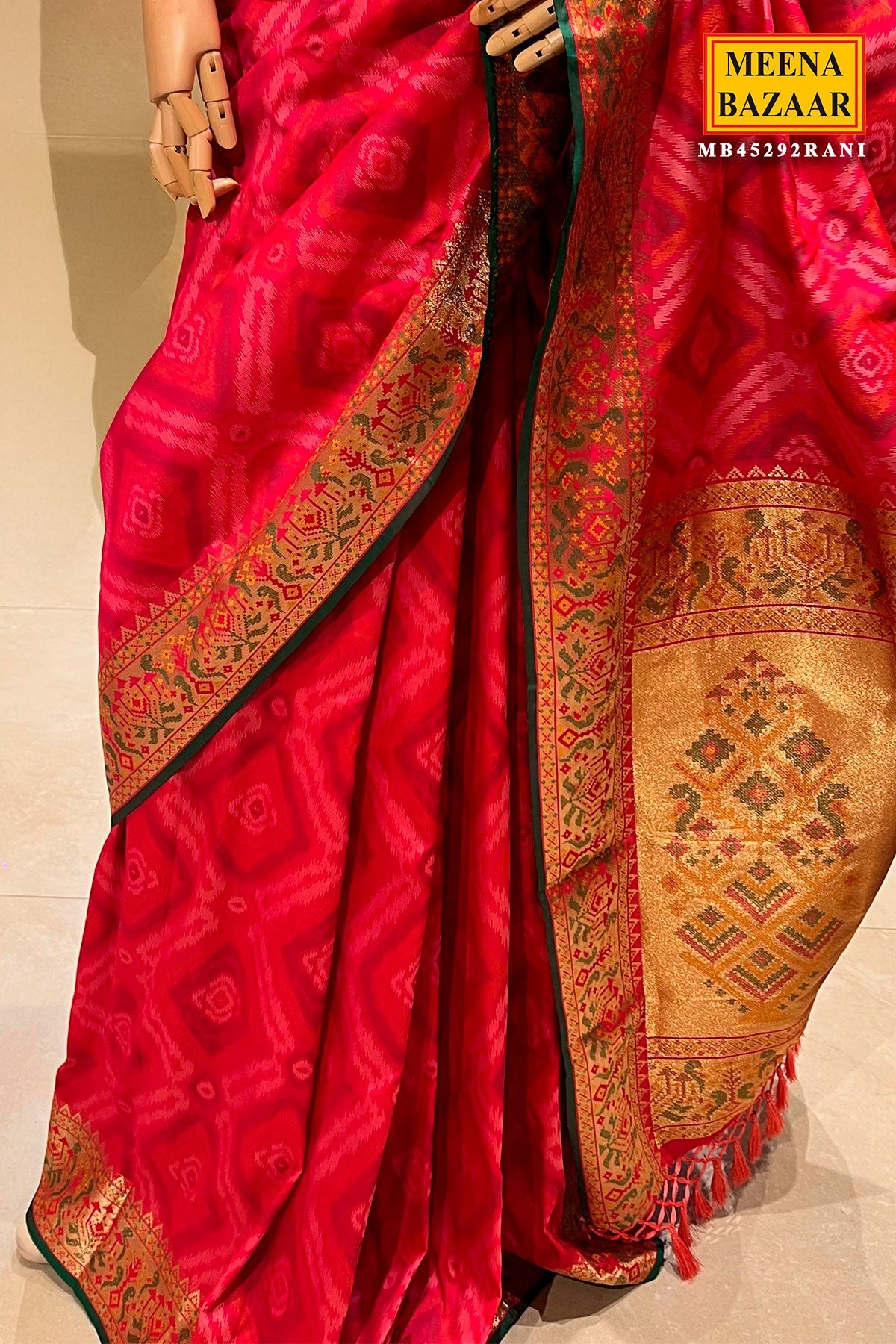 Rani Silk Saree with Elegant Weaving Design