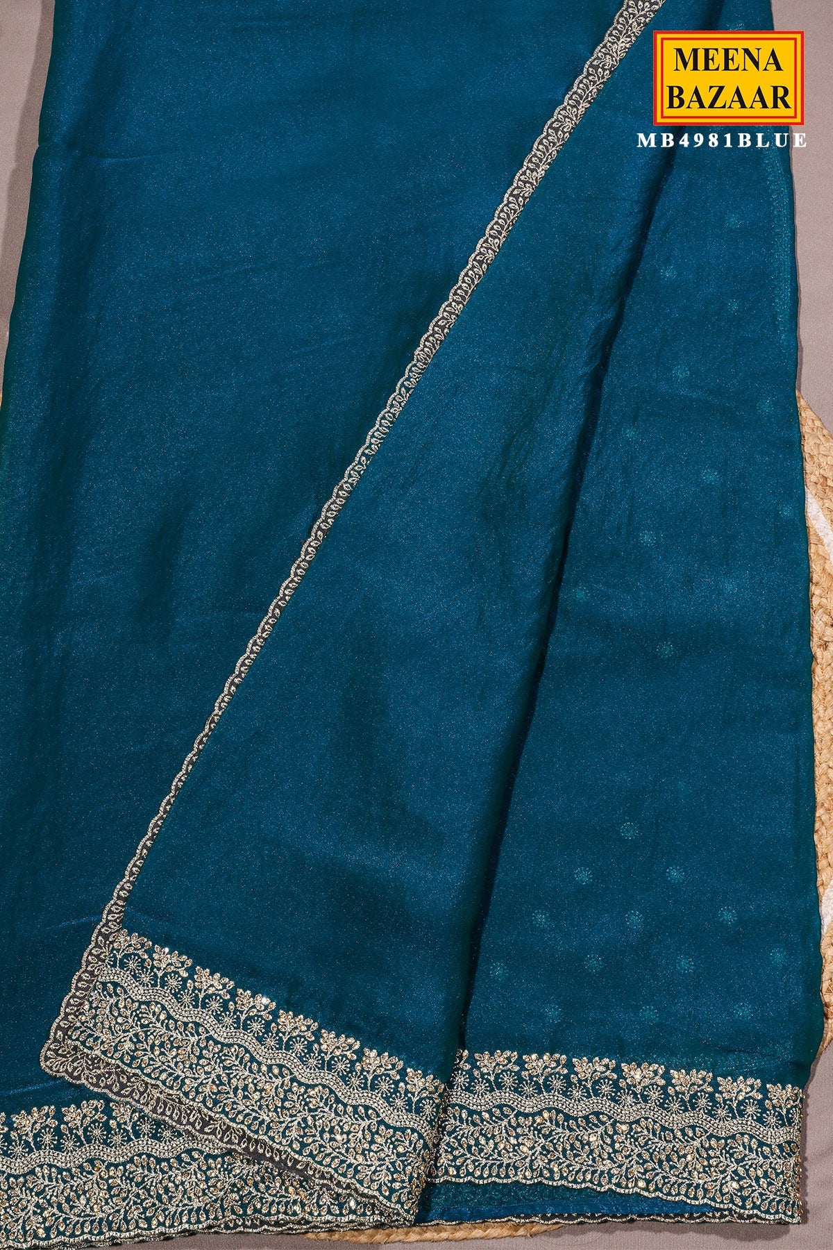 Blue Georgette Saree with Embroidered Border