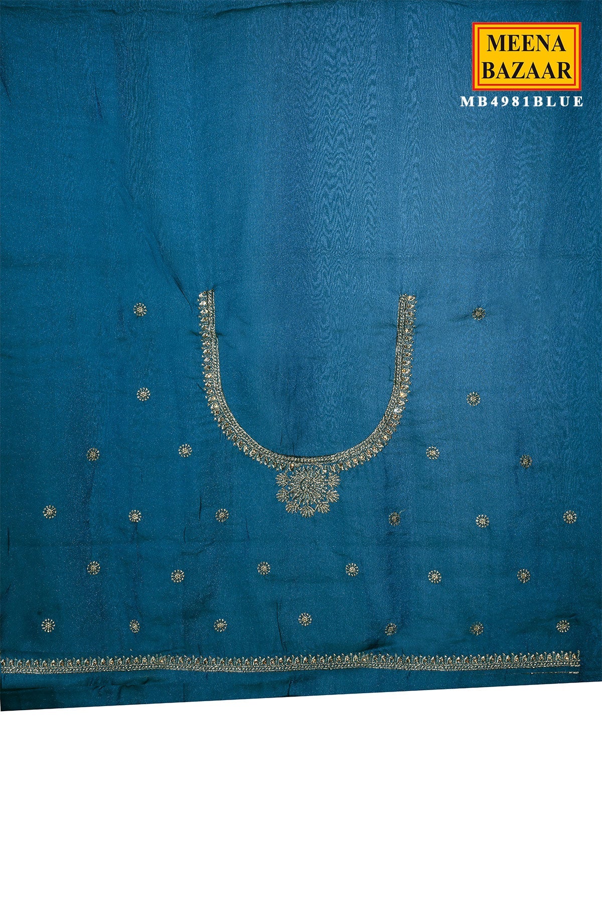 Blue Georgette Saree with Embroidered Border