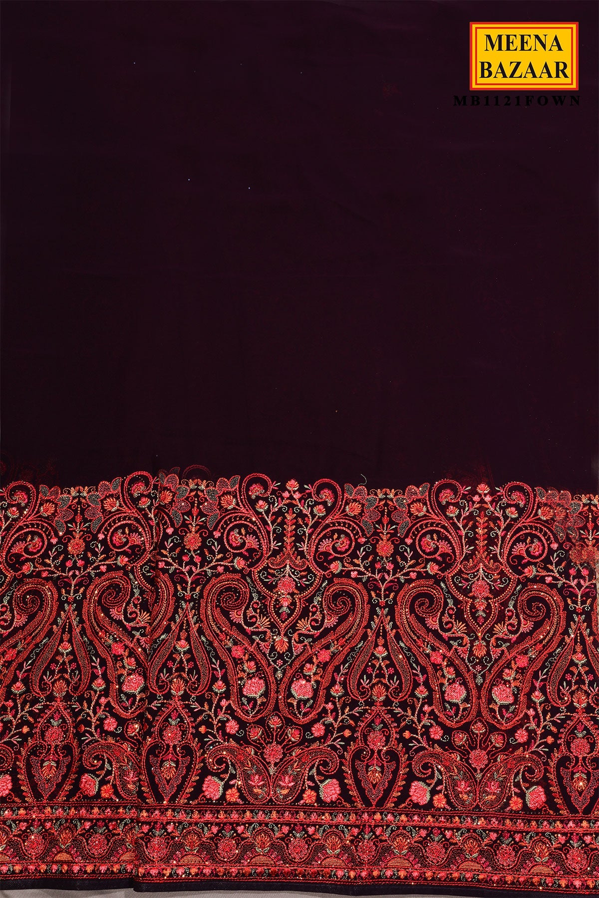 Wine Resham Jaal Georgette Saree