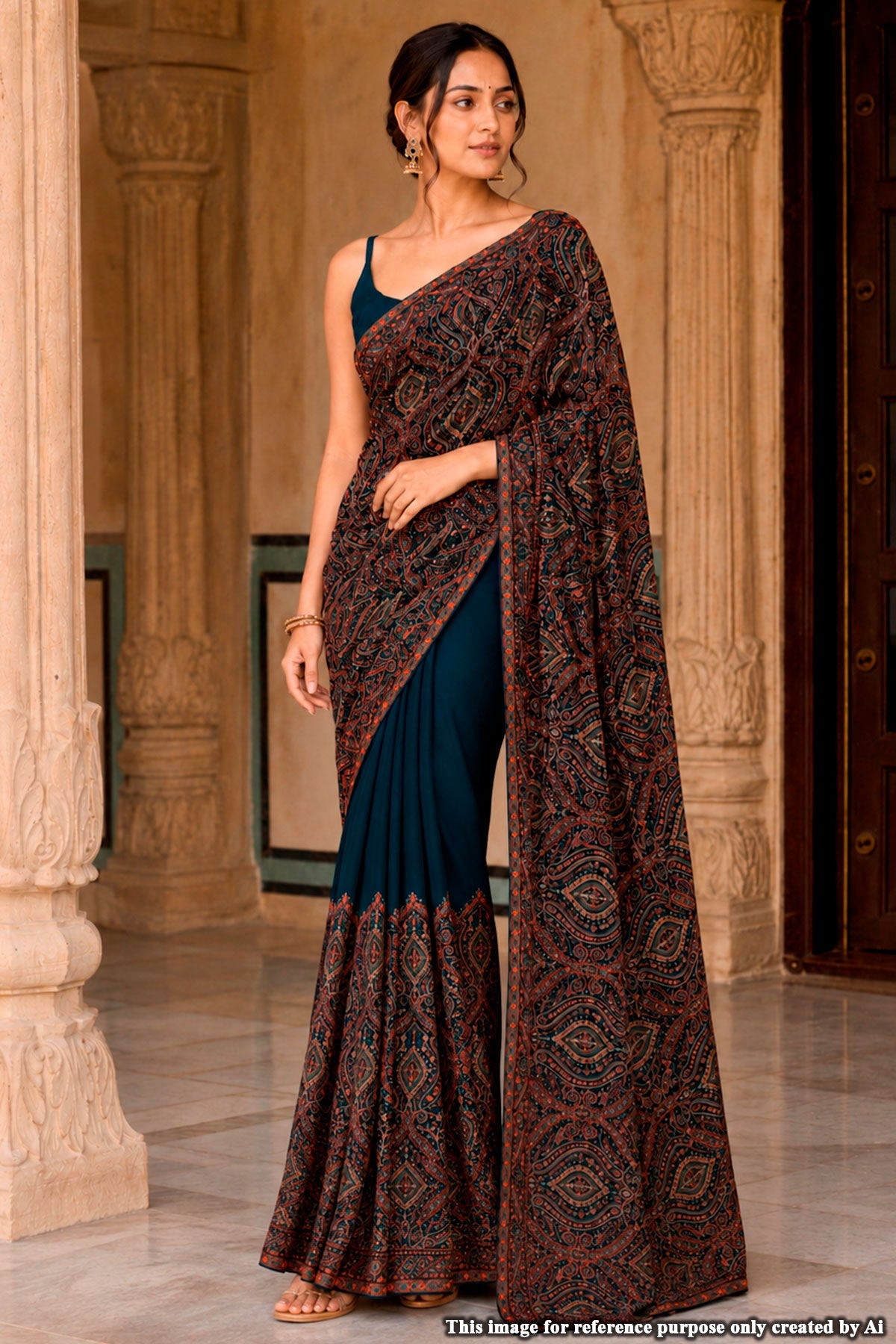 Blue Resham Jaal Georgette Saree