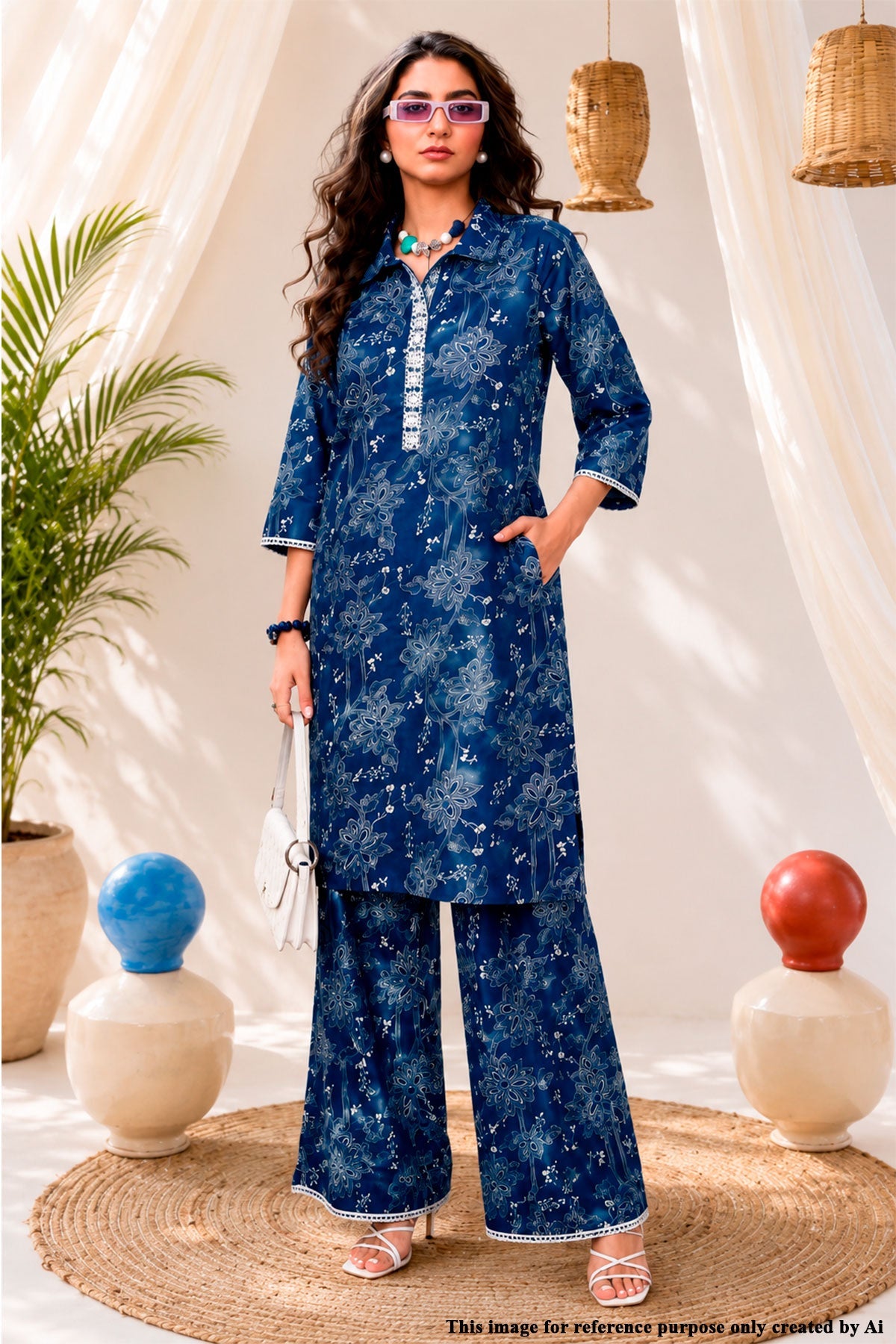 Elegant Blue Cotton Kurti with Stylish Printed Design