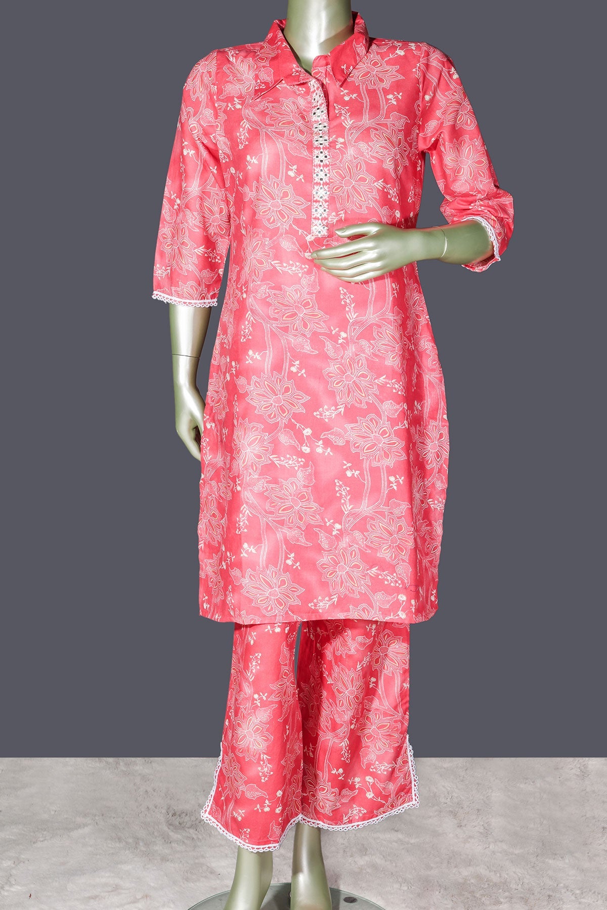 Elegant Pink Cotton Kurti with Graceful Printed Design