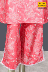 Elegant Pink Cotton Kurti with Graceful Printed Design