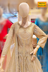 Tussar Neck Embroidered Floor Length Suit With Skirt