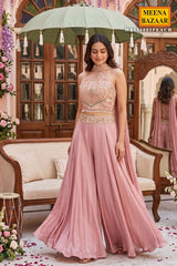 Blush Pink Embroidered Indo-Western Palazzo Set
