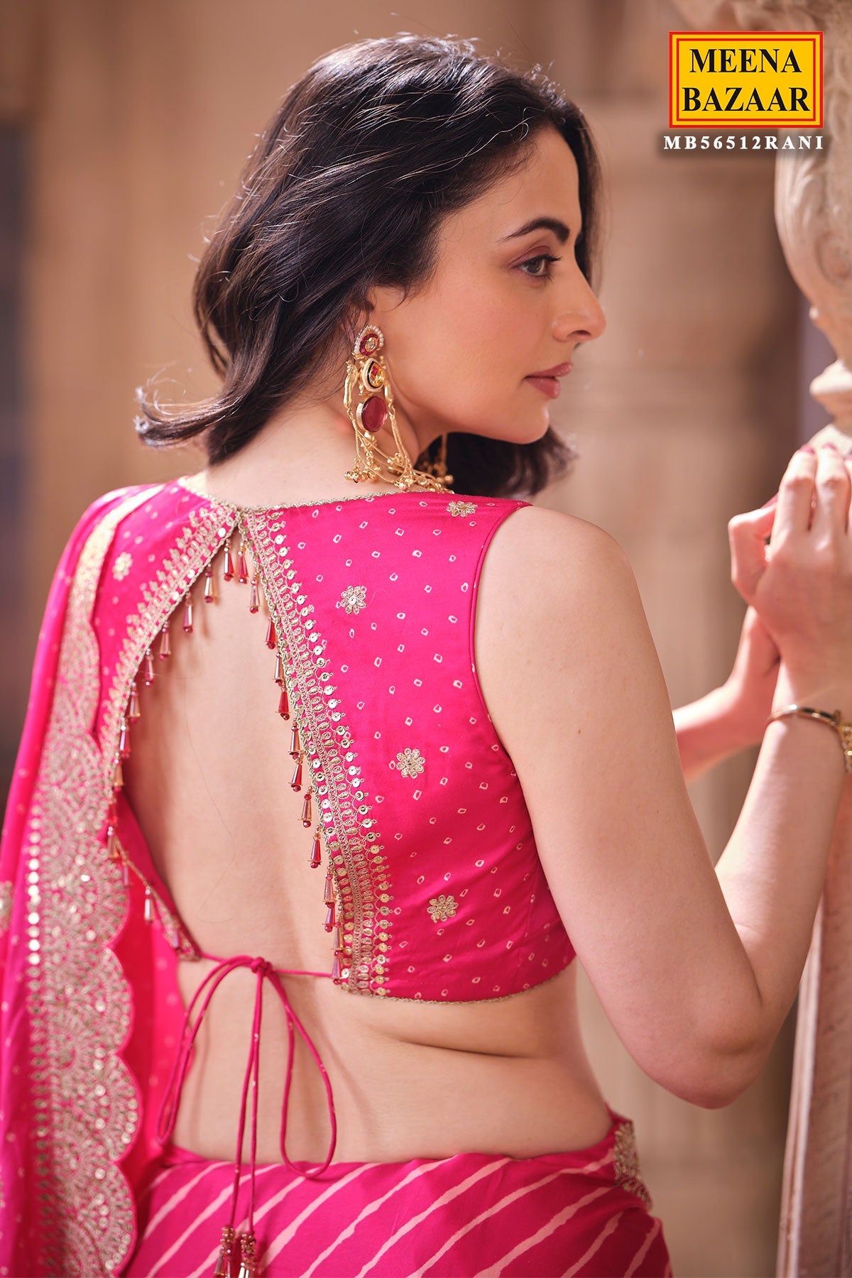 Rani Crepe Embroidered Saree Elegant Party & Festive Wear