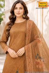 Brown Floral Printed Suit Set