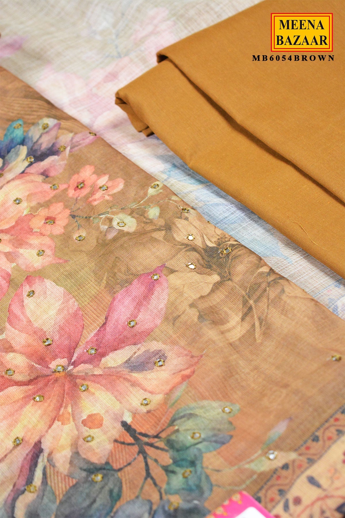 Brown Floral Printed Suit Set