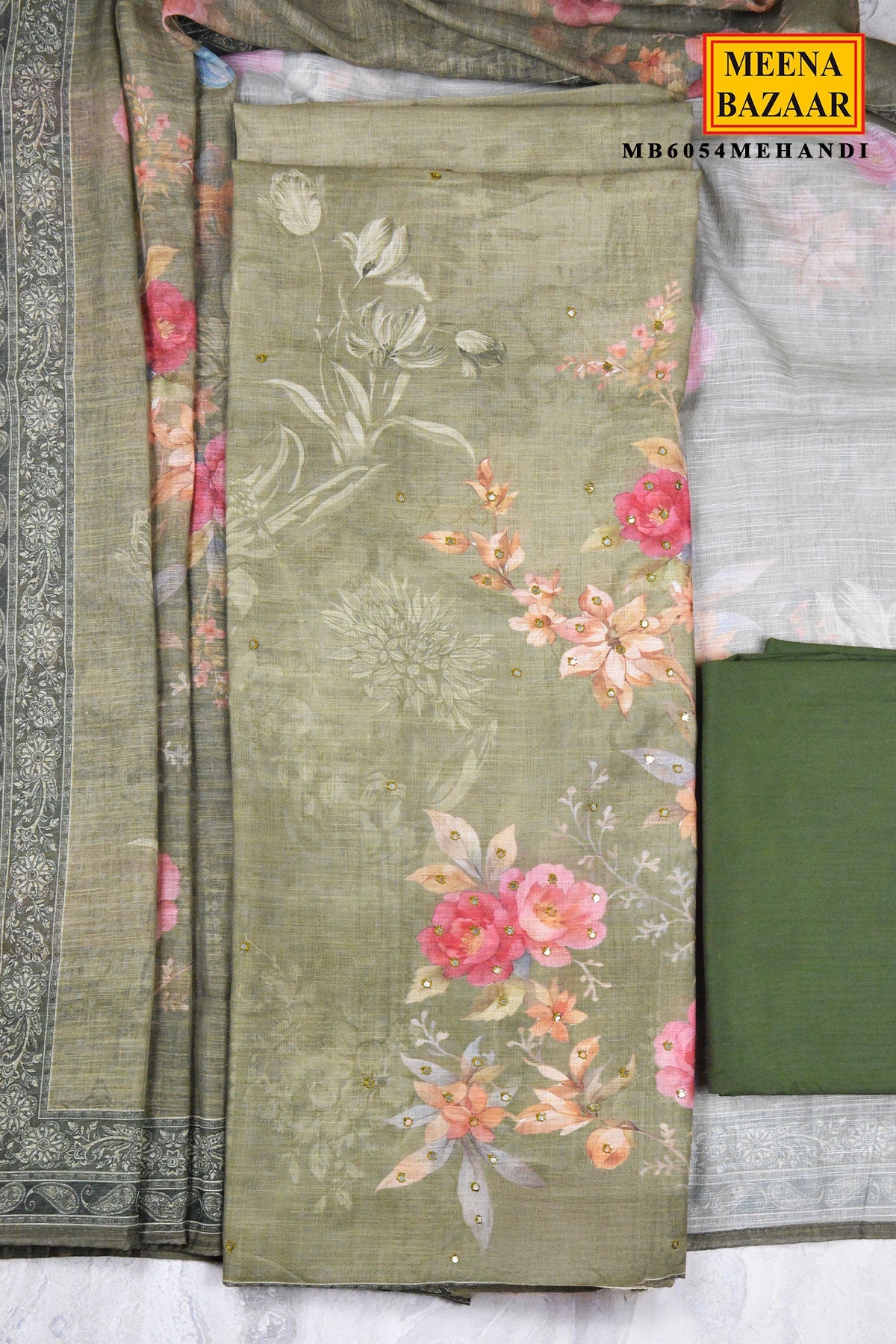 Mehandi Floral Printed Suit Set
