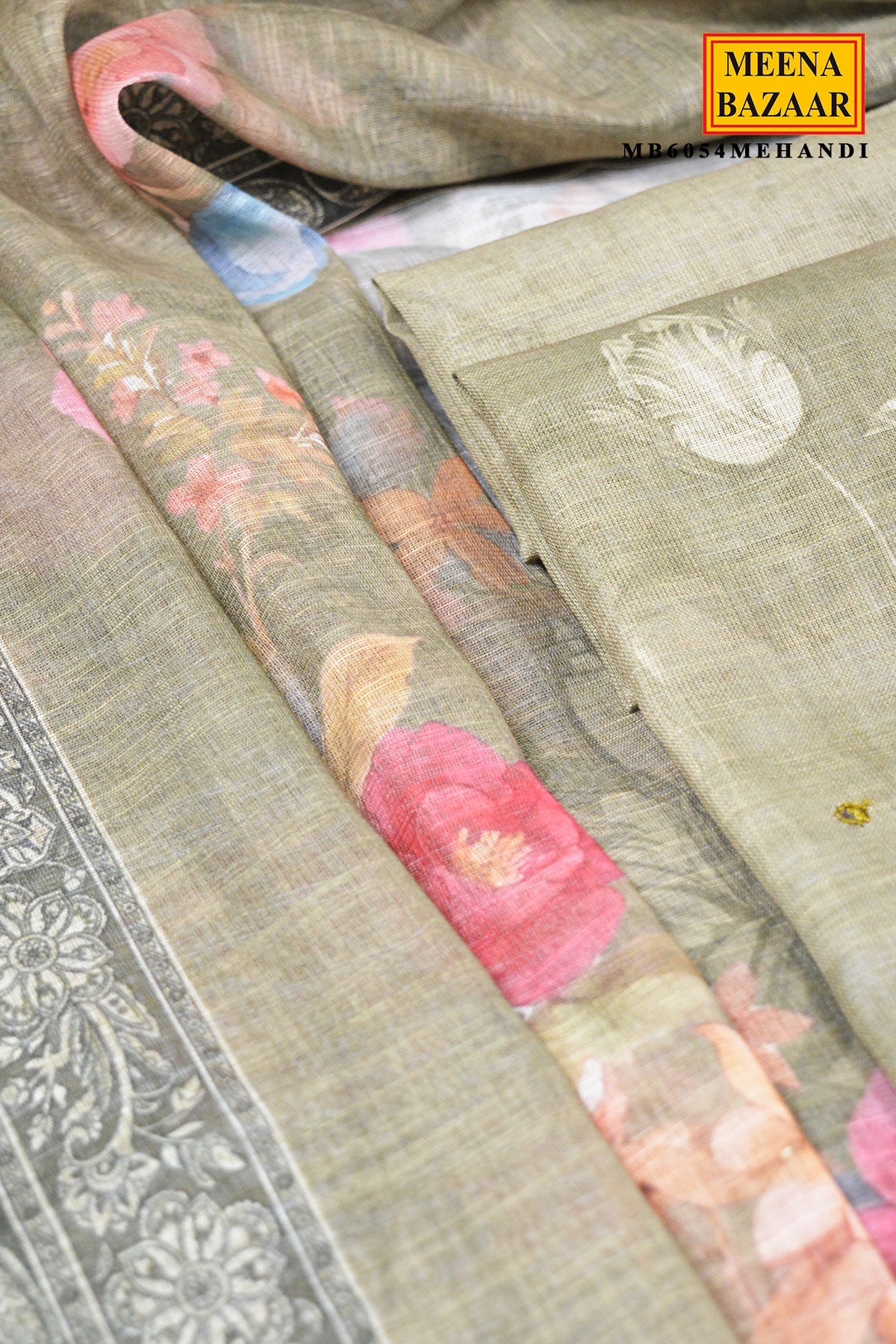 Mehandi Floral Printed Suit Set