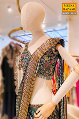 Blue Embroidered Satin Saree - Contemporary Festive Elegance