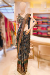 Blue Embroidered Satin Saree - Contemporary Festive Elegance