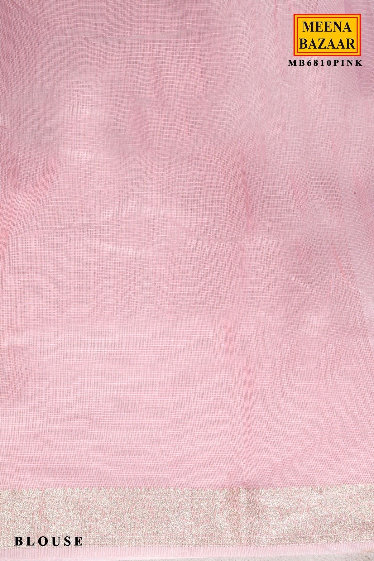 Pink Cotton Saree with Resham Butta Weaving