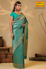 Firozi Silk Weaving Saree Elegant Festive & Wedding Wear