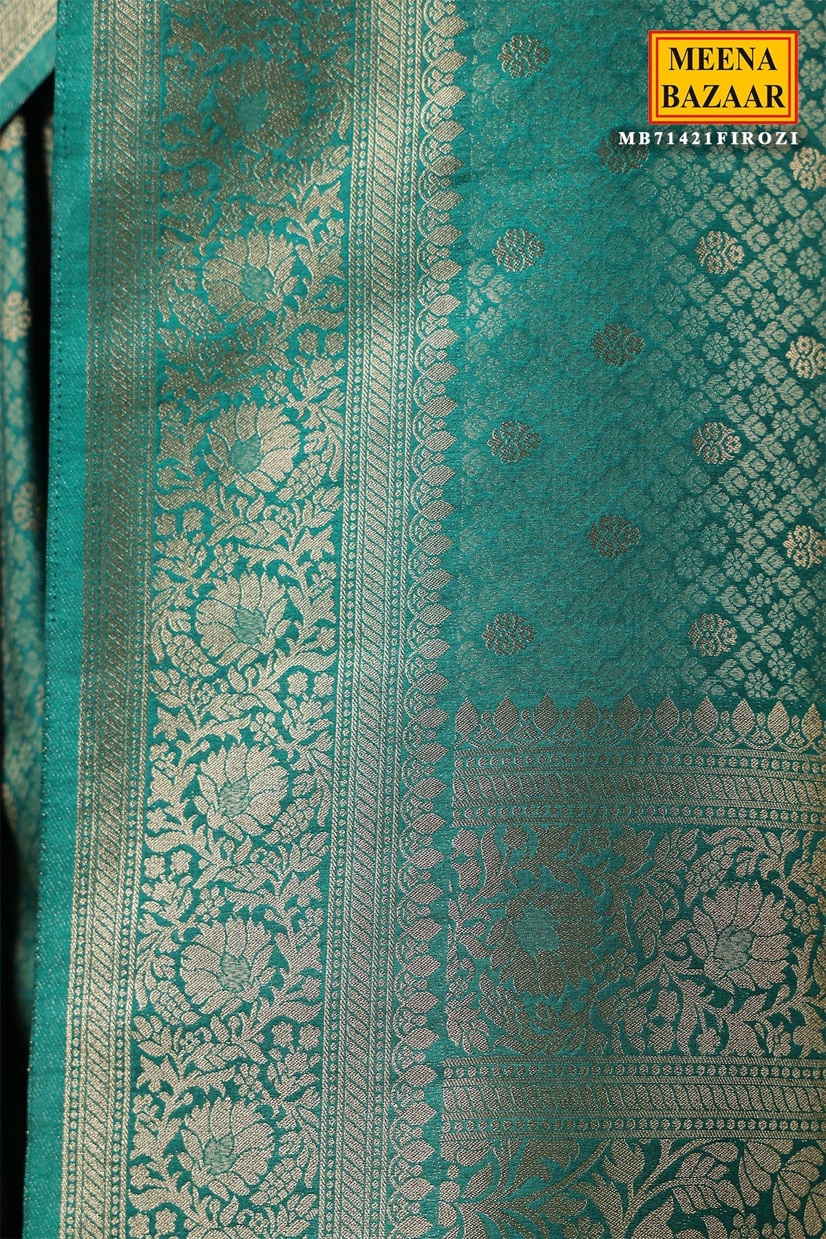 Firozi Silk Weaving Saree Elegant Festive & Wedding Wear