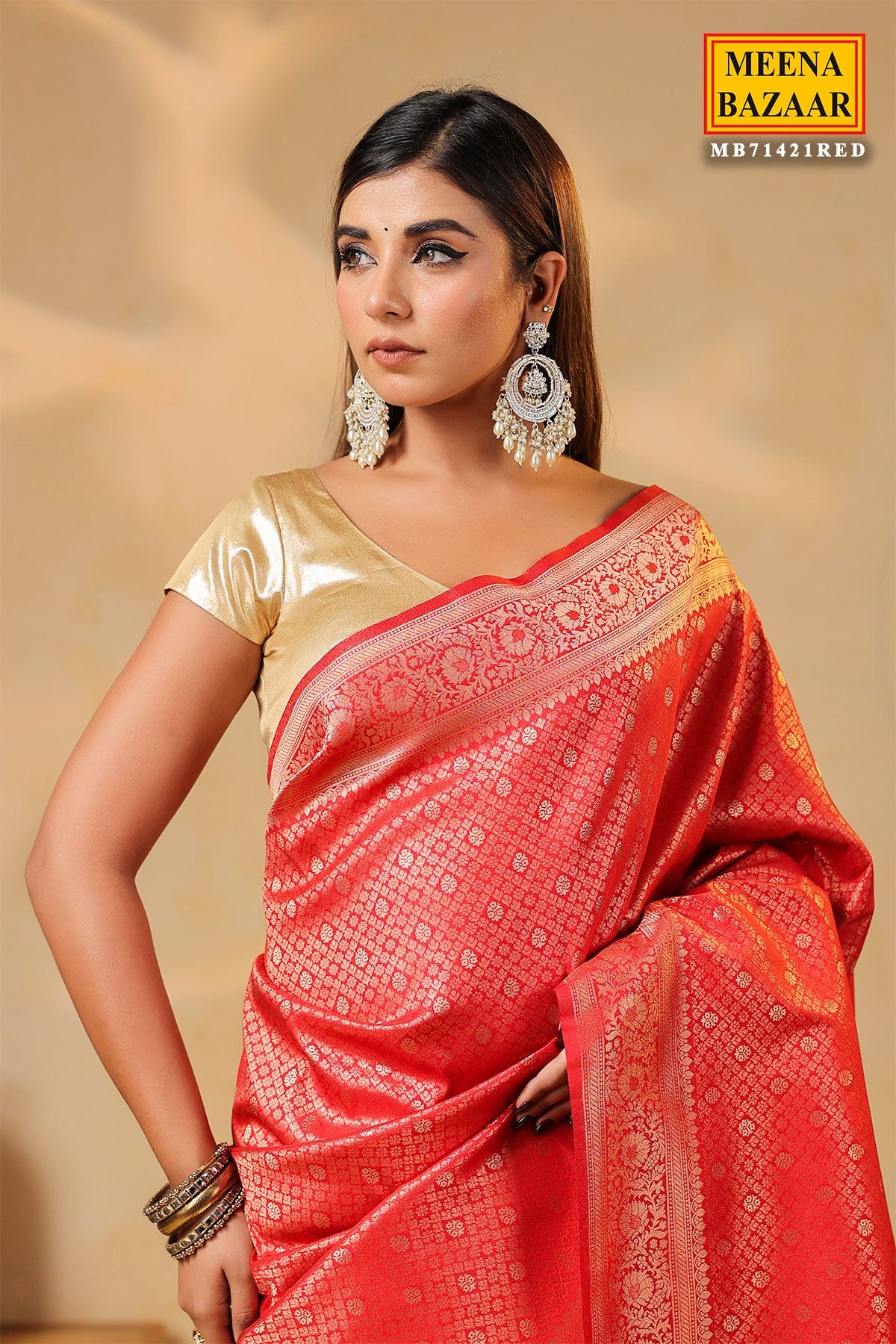 Red Silk Weaving Saree Elegant Festive & Wedding Wear