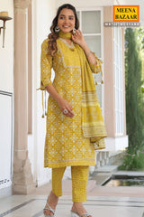 Royal Mustard Cotton Ready-Made Suit