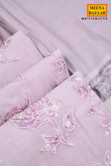Mauve Floral Embroidered Suit Set