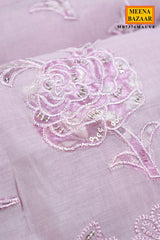 Mauve Floral Embroidered Suit Set