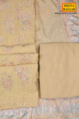 Mustard Floral Embroidered Cotton Suit Set