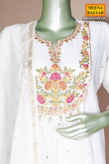 Elegant Cream Cotton Ready Made Suit with Classic Ethnic Appeal