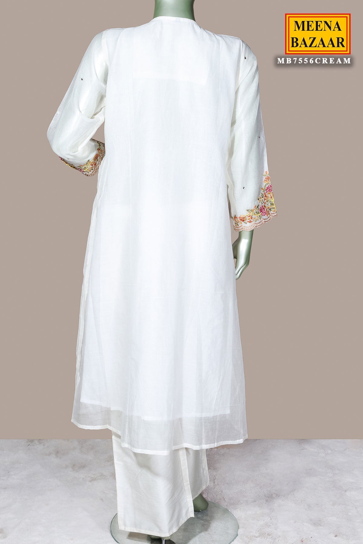 Elegant Cream Cotton Ready Made Suit with Classic Ethnic Appeal