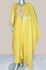 Mustard Cotton Ready Made Suit with Classic Ethnic Appeal