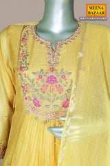 Mustard Cotton Ready Made Suit with Classic Ethnic Appeal