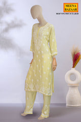 Mustard Chikankari Co-ord Set