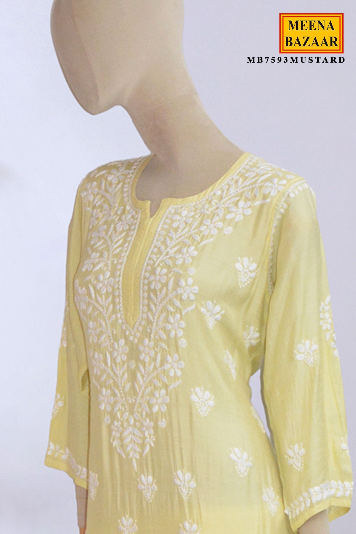 Mustard Chikankari Co-ord Set