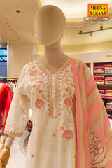 Blush Cream Kurta Set with Printed Dupatta