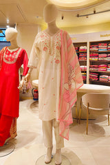 Blush Cream Kurta Set with Printed Dupatta