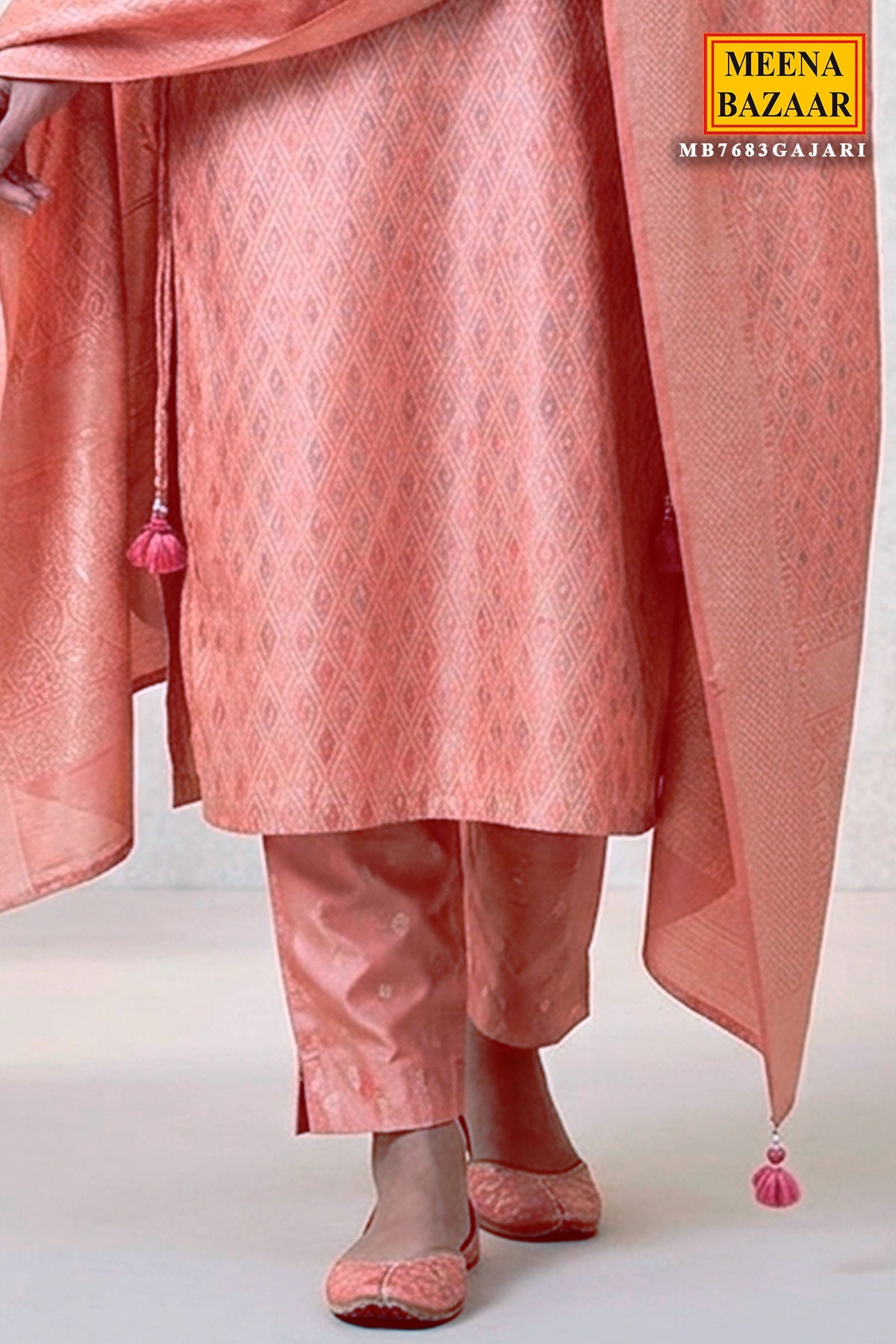 Gajri Printed Chanderi Ready Made Suit – Elegant Ethnic Wear
