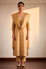 Mustard Printed Chanderi Ready Made Suit – Elegant Ethnic Wear