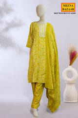Vibrant Mustard Floral 3-Piece Suit Set