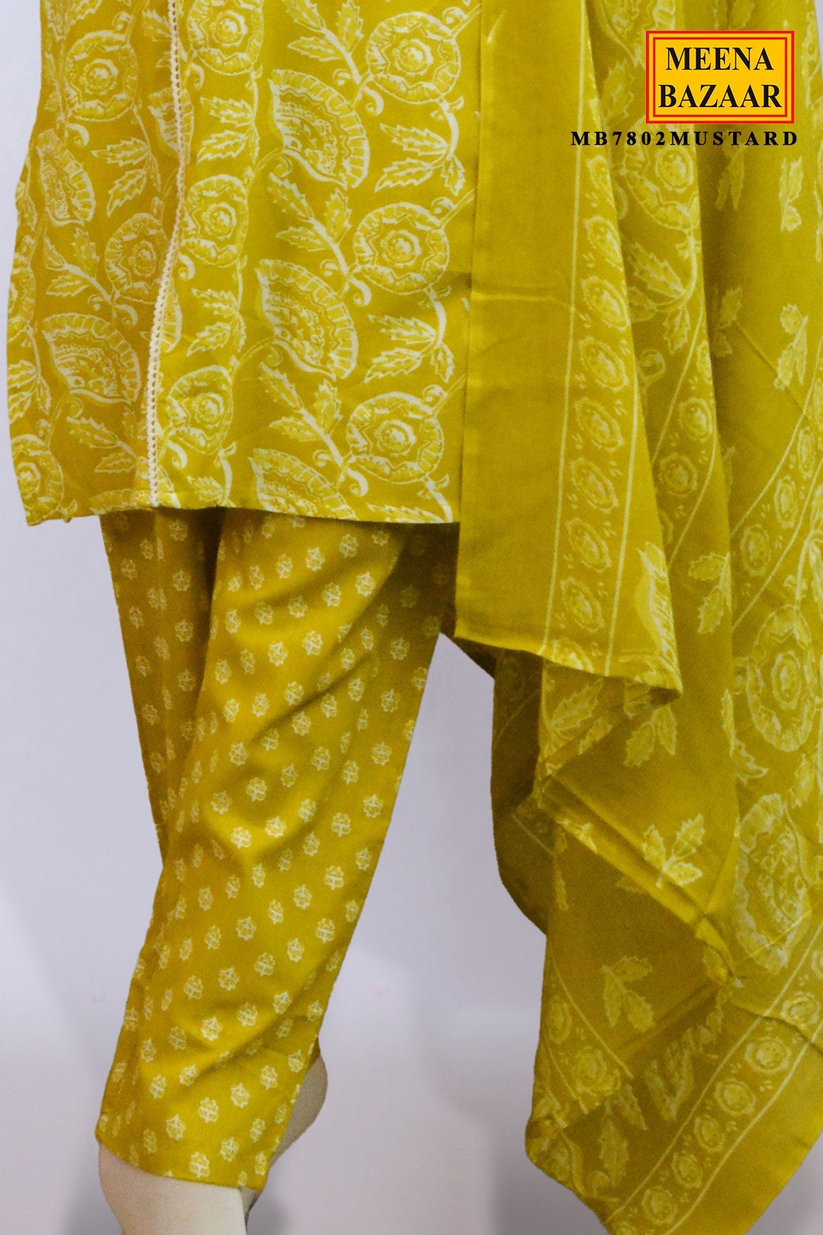 Vibrant Mustard Floral 3-Piece Suit Set