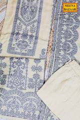 Tussar Cotton Suit with Neck Embroidery