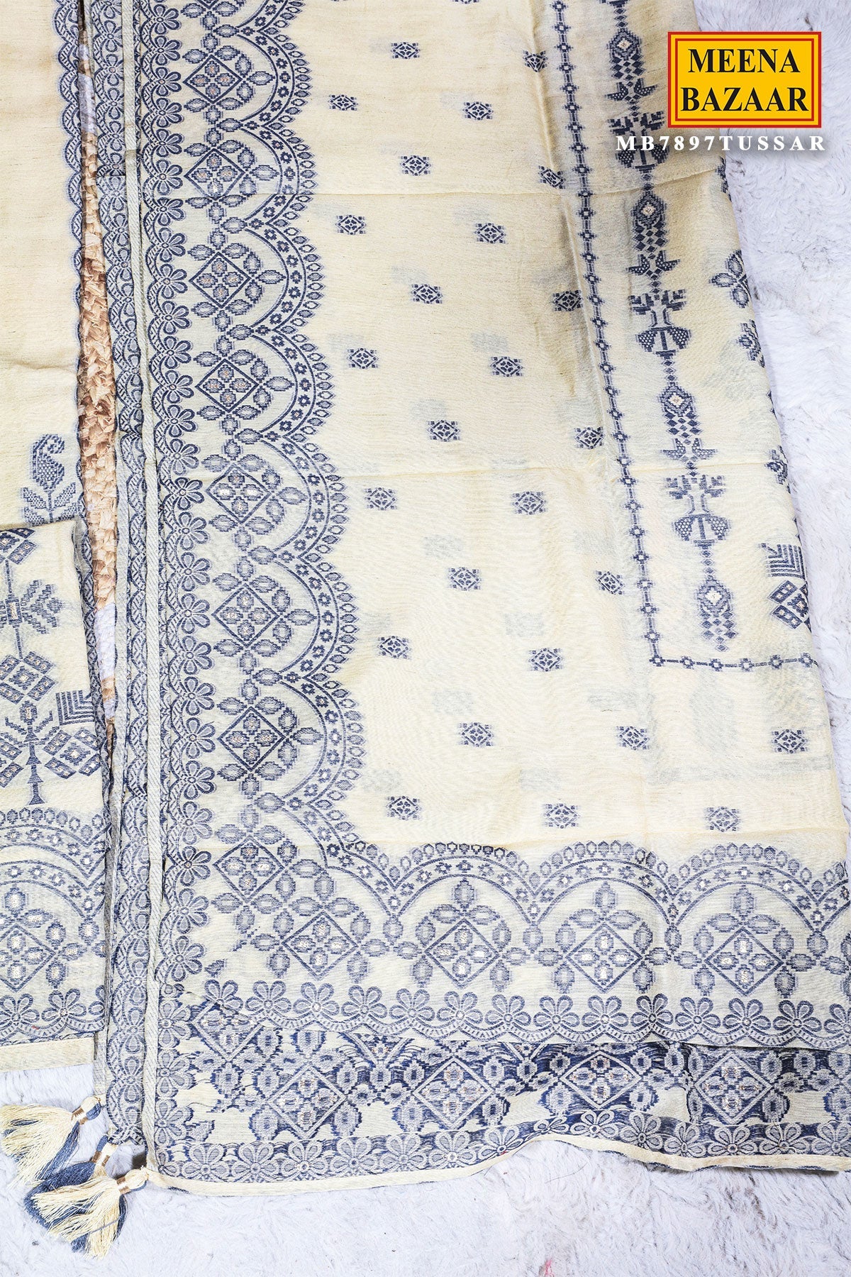 Tussar Cotton Suit with Neck Embroidery
