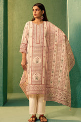 Peach Cotton Ready Made Suit with Neck Embroidery | Elegant Ethnic Wear