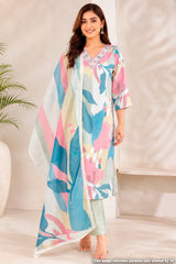 Pista Cotton Ready Made Suit with Elegant Neck Embroidery