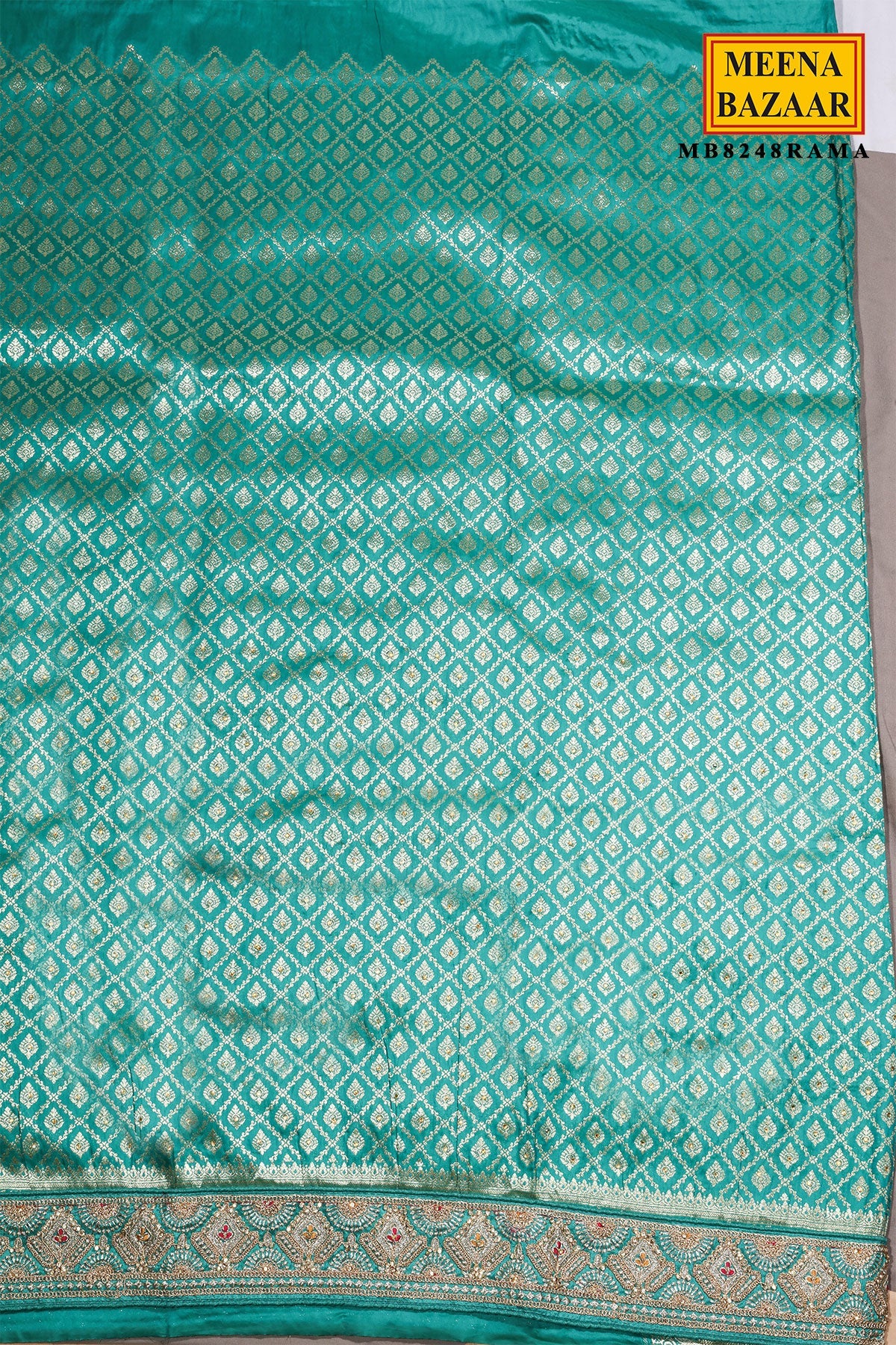 Rama Silk Embroidered Border Saree